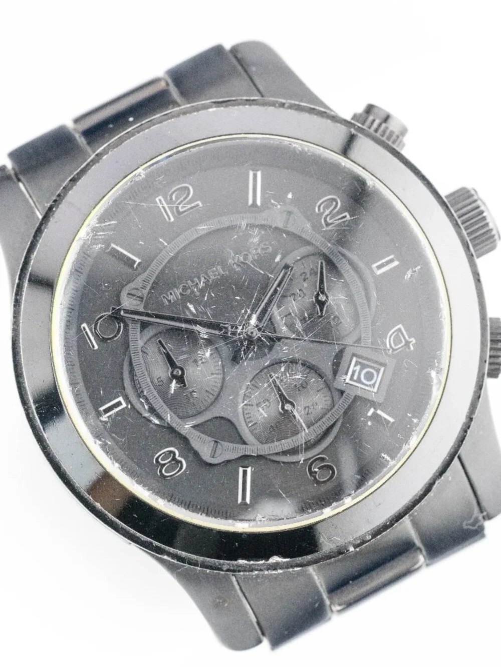 Michael Kors MK-8157 Black-Tone Chronograph Watch Men's New Battery